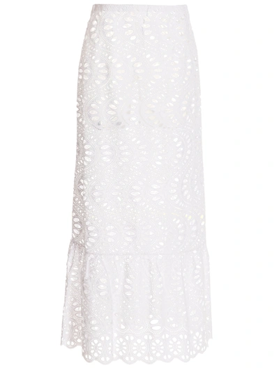 Shop Giambattista Valli Macramé Long Skirt In White