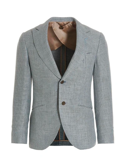 Shop Maurizio Miri 'keanu' Blazer Jacket In Light Blue