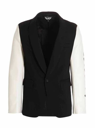 Shop Comme Des Garcons Black 'true Heart Strong Mind' Blazer Jacket In White/black