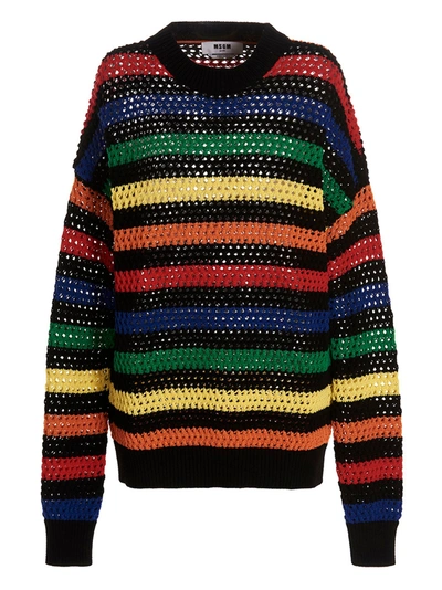 Shop Msgm Striped Sweater In Multicolor