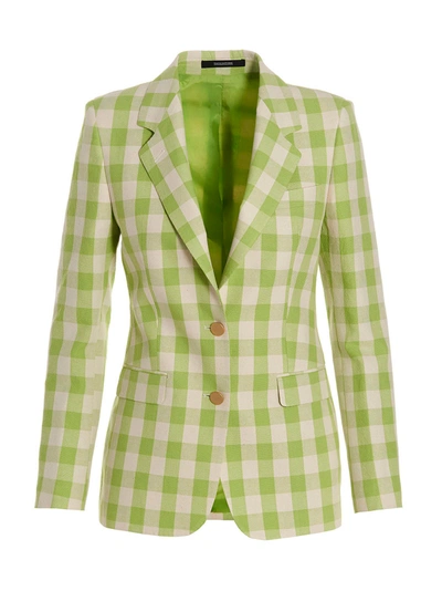 Tagliatore Paris Checkered Blazer Jacket With Front Pockets In Green