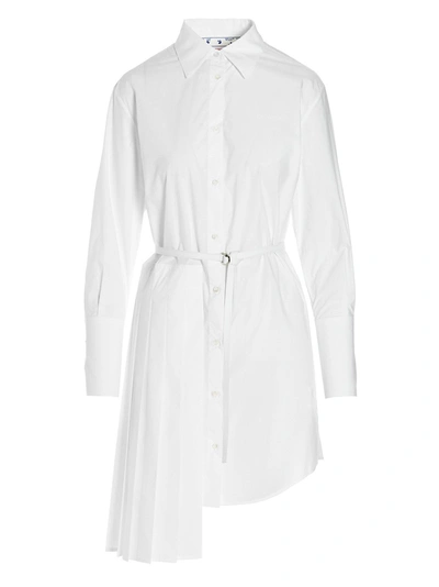 Shop Off-white 'diagonal' Shirt Dress In White