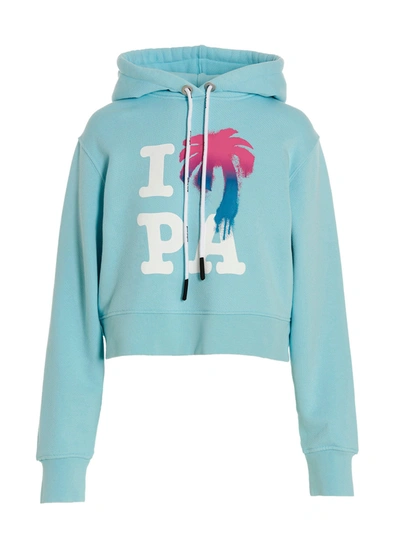 Shop Palm Angels 'i Love Pa' Hoodie In Light Blue
