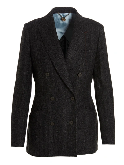 Shop Maurizio Miri 'grace' Blazer Jacket In Gray