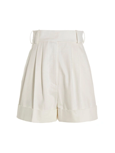 Shop Alexandre Vauthier Shorts With Front Pleats In White