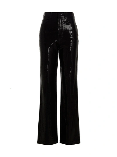 Shop Rotate Birger Christensen Foil Jersey Straight' Pants In Black