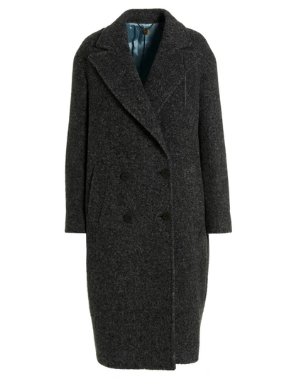 Shop Maurizio Miri 'crocon' Coat In Gray