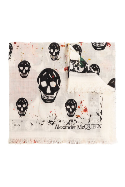 Shop Alexander Mcqueen Skull Printed Scarf In Multi