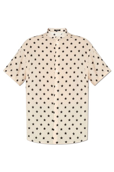 Shop Balmain Star Printed Buttoned Shirt In Multi