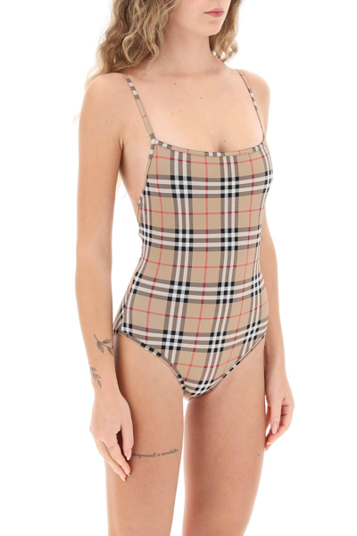 Shop Burberry Check One Piece Swimsuit