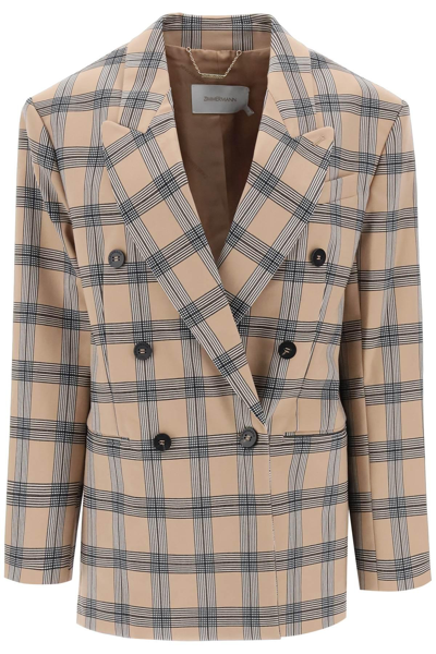 Shop Zimmermann Oversized Luminosity Jacket With Check Motif