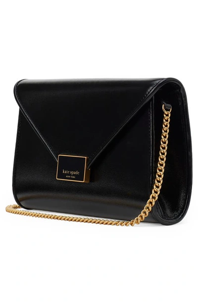 Shop Kate Spade Medium Anna Leather Envelope Clutch In Black