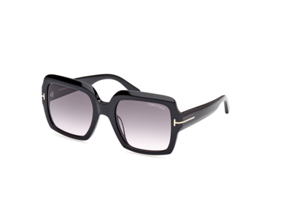 Shop Tom Ford Kaya Smoke Gradient Square Ladies Sunglasses Ft1082 01b 54 In Black