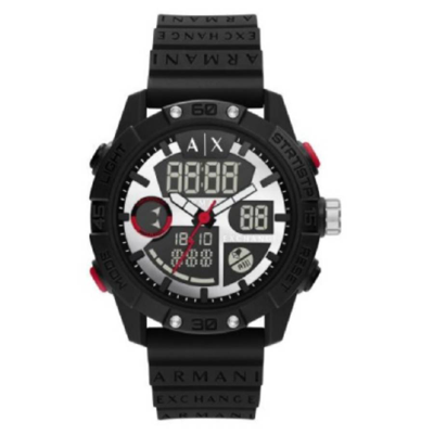 Shop Armani Exchange D-bolt Quartz Analog-digital Silver Dial Men's Watch Ax2960 In Black / Silver
