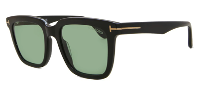 Shop Tom Ford Marco Green Square Men's Sunglasses Ft0646 01n 53 In Black / Green