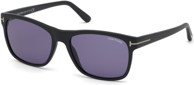 Shop Tom Ford Giulio Blue Rectangular Mens Sunglasses Ft0698 02v 57 In Black / Blue