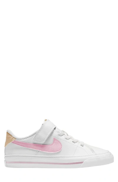 Shop Nike Kids' Court Legacy Sneaker In White/ Pink
