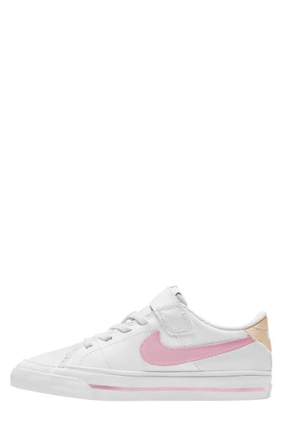Shop Nike Kids' Court Legacy Sneaker In White/ Pink
