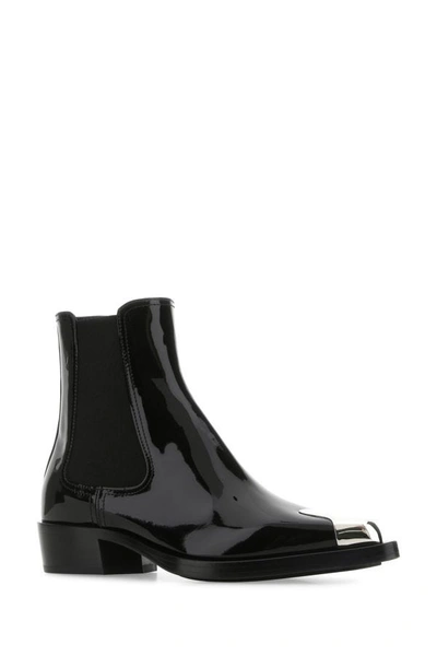 Shop Alexander Mcqueen Woman Black Leather Ankle Boots