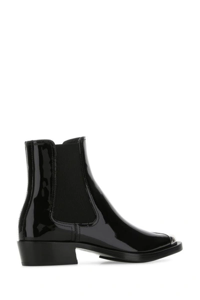 Shop Alexander Mcqueen Woman Black Leather Ankle Boots