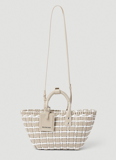 Shop Balenciaga Women Bistro Xs Basket Tote Bag In Cream