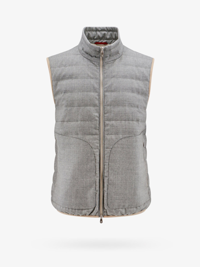 Shop Brunello Cucinelli Man Vest Man Grey Jackets In Gray