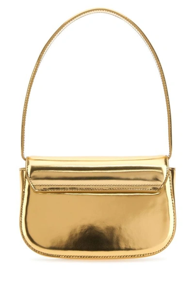 Shop Diesel Woman Gold Leather 1dr Shoulder Bag
