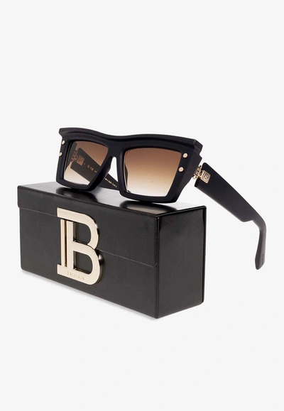 Shop Balmain B-vii Square Sunglasses In Brown