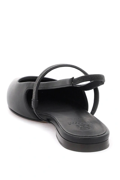 Shop Brunello Cucinelli Slingback Ballet Flats With Precious Strap