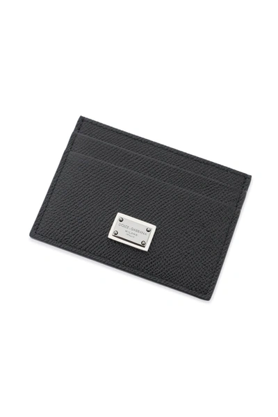 Shop Dolce & Gabbana Leather Card Holder With Logo Plate