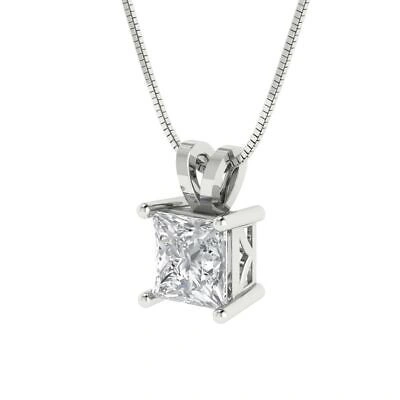 Pre-owned Pucci 1.50 Ct Princess Cut Pendant Necklace 16" Chain 14k White Gold Simulated Diamond
