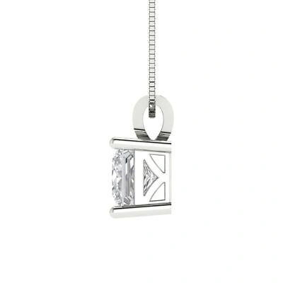 Pre-owned Pucci 3.0 Ct Princess Cut Pendant Necklace 18" Chain 14k White Gold Simulated Diamond