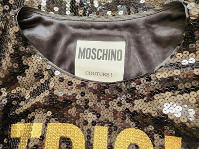 Pre-owned Moschino 6us  Trick Or Chic Sequins T-shirt Dress Oversized Halloween Black Gold