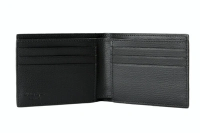 Pre-owned Ferragamo Salvatore  Men's Black Pebbled Textured Leather Bifold Wallet