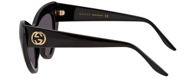 Pre-owned Gucci Gg0895s Women's Cat Eye Designer Sunglasses In Gloss Black Gold/grey 54 Mm In Multicolor