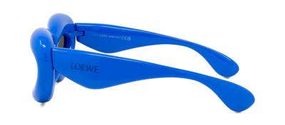 Pre-owned Loewe Lw40098i 90a Injected Shiny Blue/grey Lens Authentic Sunglasses 55-16 In Gray