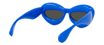 Pre-owned Loewe Lw40098i 90a Injected Shiny Blue/grey Lens Authentic Sunglasses 55-16 In Gray