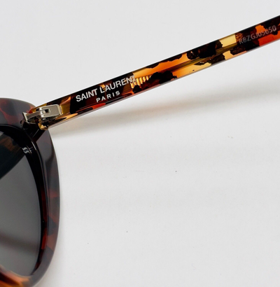 Pre-owned Saint Laurent Authentic Loulou 181 Sl181 Marble Havana Brown Heart Sunglass 006 In Gray