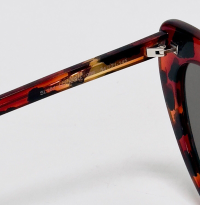 Pre-owned Saint Laurent Authentic Loulou 181 Sl181 Marble Havana Brown Heart Sunglass 006 In Gray