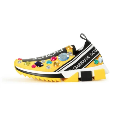 Pre-owned Dolce & Gabbana Women's Multi-color Embellished Slip On Athletic Sneakers Shoes In Multicolor