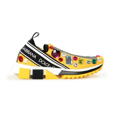 Pre-owned Dolce & Gabbana Women's Multi-color Embellished Slip On Athletic Sneakers Shoes In Multicolor