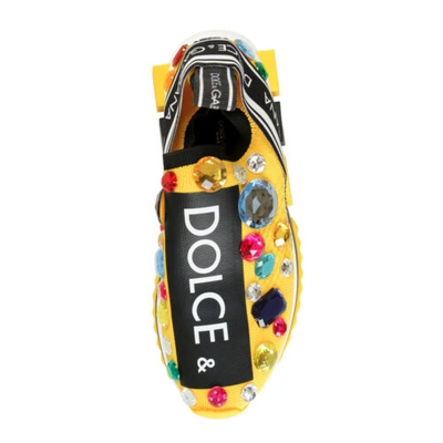 Pre-owned Dolce & Gabbana Women's Multi-color Embellished Slip On Athletic Sneakers Shoes In Multicolor