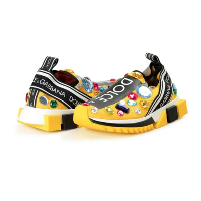 Pre-owned Dolce & Gabbana Women's Multi-color Embellished Slip On Athletic Sneakers Shoes In Multicolor