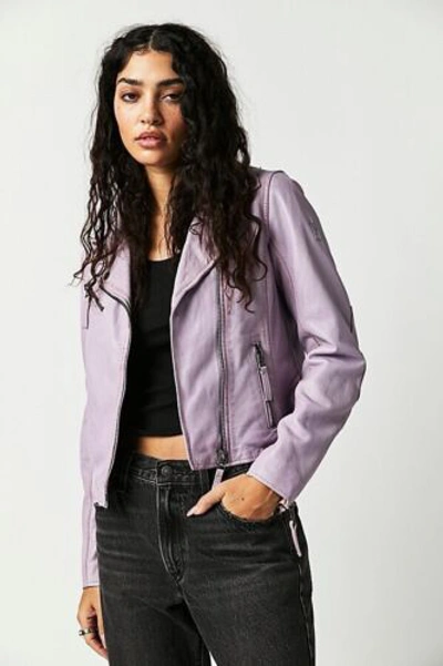 Pre-owned Free People Christy Moto Jacket By Mauritius Size 10 $350 In Purple