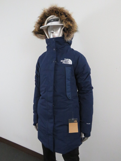 Pre-owned The North Face Womens S-m  Outer Boroughs 550-down Warm Parka Jacket - Navy In Summit Navy Blue / Tnf White Logo