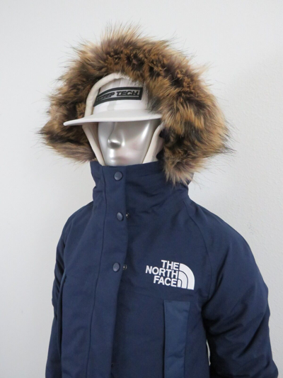 Pre-owned The North Face Womens S-m  Outer Boroughs 550-down Warm Parka Jacket - Navy In Summit Navy Blue / Tnf White Logo