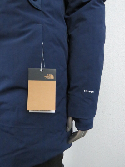 Pre-owned The North Face Womens S-m  Outer Boroughs 550-down Warm Parka Jacket - Navy In Summit Navy Blue / Tnf White Logo