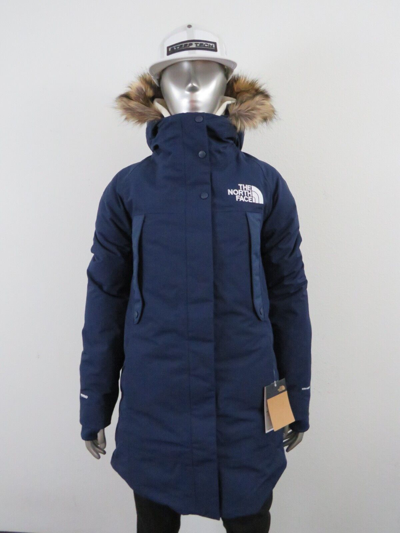 Pre-owned The North Face Womens S-m  Outer Boroughs 550-down Warm Parka Jacket - Navy In Summit Navy Blue / Tnf White Logo