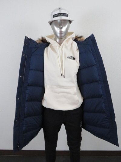 Pre-owned The North Face Womens S-m  Outer Boroughs 550-down Warm Parka Jacket - Navy In Summit Navy Blue / Tnf White Logo