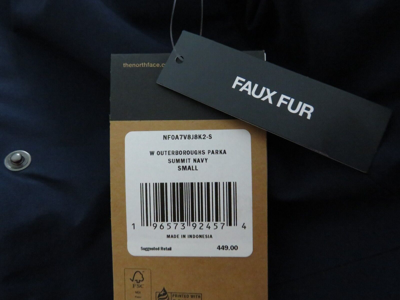Pre-owned The North Face Womens S-m  Outer Boroughs 550-down Warm Parka Jacket - Navy In Summit Navy Blue / Tnf White Logo